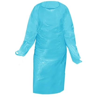 Cast Polyethylene (CPE) Gown with Thumbholes - White, Blue & Yellow - Image 3