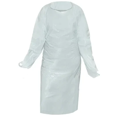 Cast Polyethylene (CPE) Gown with Thumbholes - White, Blue & Yellow