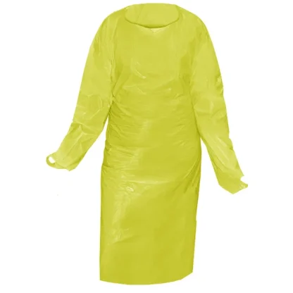 Cast Polyethylene (CPE) Gown with Thumbholes - White, Blue & Yellow - Image 4