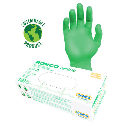 Biodegradable Green Nitrile Examination Gloves, Powder-Free, 3.5 Mil